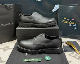 Dolce & Gabbana Brushed Calfskin Derby Shoes – Black