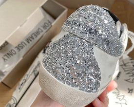 Golden Goose Superstar Silver Glitter White Leather