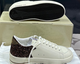 Golden Goose Stardan white leather brown glitter
