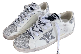 Golden Goose Superstar Silver Glitter White Leather