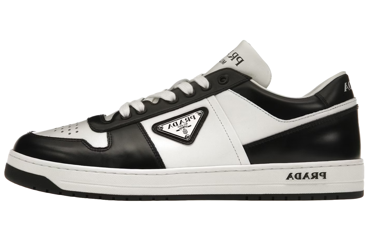 Prada Downtown Low Top Sneakers Leather White Black