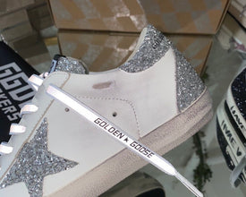 Golden Goose Superstar Silver Glitter White Leather