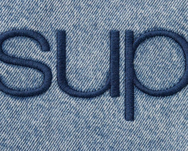 Supreme Faux Shearling Lined Bomber Jacket Denim