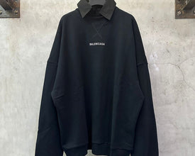 Balenciaga Back Shirt Collar Crewneck in Faded Black