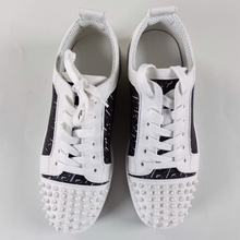 Christian Louboutin Louis Junior Spikes Orlato Flat CL Monogram White Black