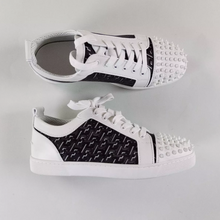 Christian Louboutin Louis Junior Spikes Orlato Flat CL Monogram White Black
