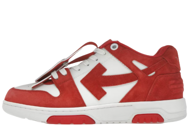 OFF-WHITE Out Of Office "OOO" Low Tops Brick Red White Suede
