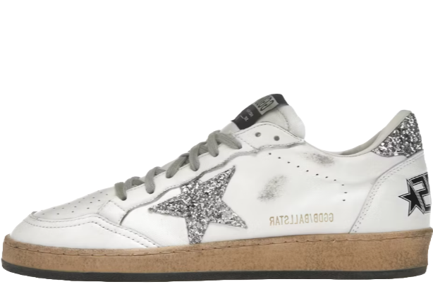 Golden Goose Ball Star White Silver Glitter (Women's)