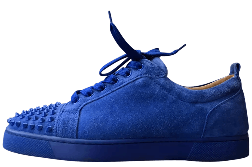 Christian Louboutin Louis Flat Calf Spikes Velour 'Electric Blue