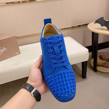Christian Louboutin Louis Flat Calf Spikes Velour 'Electric Blue